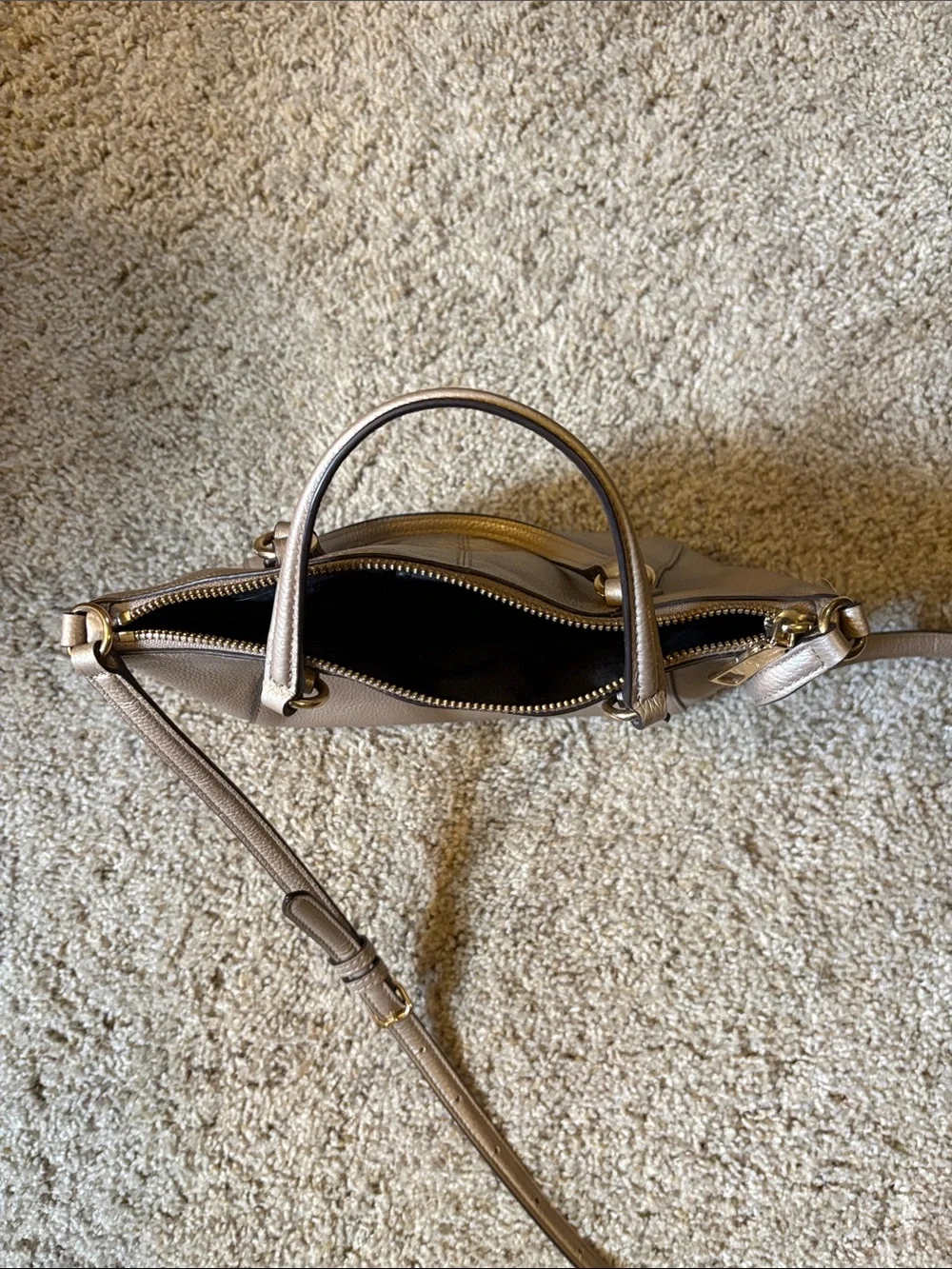 Coach Pebbled Leather Mini Satchel in Taupe with Gold Hardware